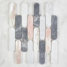 Isiah Honed Pink & Grey Tic Tac Marble Mosaic Tile